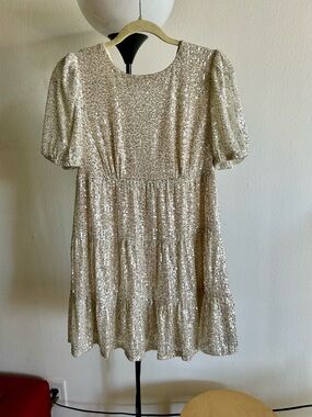 Speechless Champagne Sequin Tiered Dress for Kids